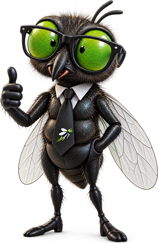 Bartholomew Buzz, the CEO, in a tie giving a thumbs up